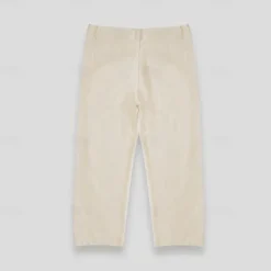 Hot OUKU Men's Linen Pants Trousers Summer Pants Front Pocket Straight Leg Plain Comfort Breathable Casual Daily Holiday Fashion Basic White Beige