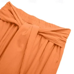 Sale OUKU Men's Linen Pants Trousers Summer Pants Drawstring Elastic Waist Wide Leg Plain Comfort Breathable Full Length Casual Daily Holiday Fashion Classic Style Pumpkin White Micro-elastic