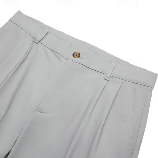 Discount OUKU Men's Linen Pants Trousers Summer Pants Front Pocket Pleats Straight Leg Plain Comfort Breathable Casual Daily Holiday Fashion Basic Black White
