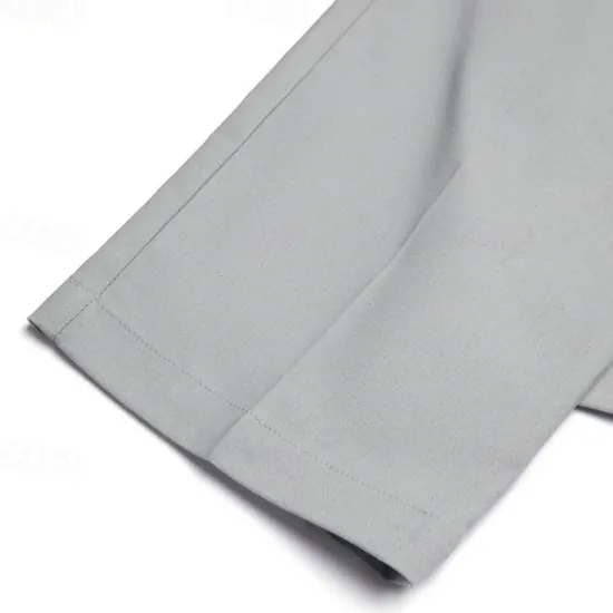 Discount OUKU Men's Linen Pants Trousers Summer Pants Front Pocket Pleats Straight Leg Plain Comfort Breathable Casual Daily Holiday Fashion Basic Black White