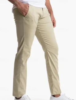 OUKU Men's Linen Pants Trousers Chinos Summer Pants Pocket Plain Comfort Breathable Vacation Daily Holiday Simple Casual Black Khaki