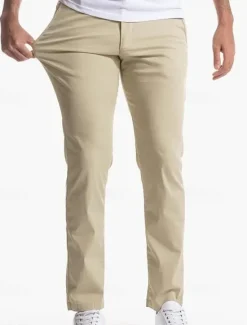 OUKU Men's Linen Pants Trousers Chinos Summer Pants Pocket Plain Comfort Breathable Vacation Daily Holiday Simple Casual Black Khaki