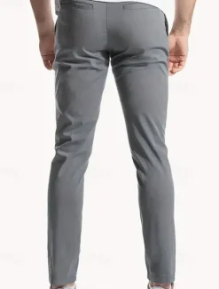 OUKU Men's Linen Pants Trousers Chinos Summer Pants Pocket Plain Comfort Breathable Vacation Daily Holiday Simple Casual Black Khaki
