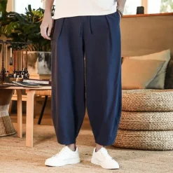 Discount OUKU Men's Linen Pants Trousers Summer Pants Beach Pants Pleated Pants Drawstring Elastic Waist Plain Comfort Outdoor Daily Holiday Fashion Casual Gray Green Black Inelastic