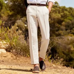 New OUKU Men's Linen Pants Trousers Summer Pants Beach Pants Pocket Plain Comfort Breathable Outdoor Daily Going out Fashion Streetwear Dark Gray Beige
