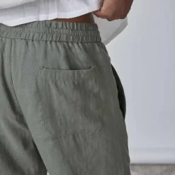 Hot OUKU Men's Linen Pants Trousers Summer Pants Pocket Plain Comfort Breathable Daily Casual Black White