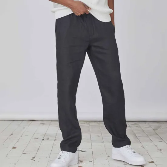 Hot OUKU Men's Linen Pants Trousers Summer Pants Pocket Plain Comfort Breathable Daily Casual Black White
