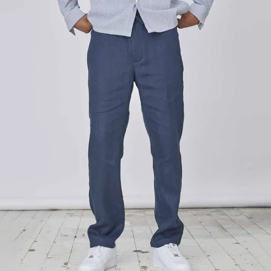Hot OUKU Men's Linen Pants Trousers Summer Pants Pocket Plain Comfort Breathable Daily Casual Black White