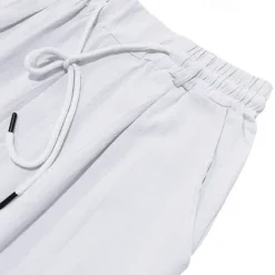 Sale OUKU Men's Linen Pants Trousers Summer Pants Beach Pants Pocket Drawstring Elastic Waist Plain Comfort Breathable Vacation Daily Holiday Hawaiian Boho Black White