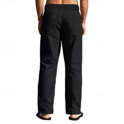 Sale OUKU Men's Linen Pants Trousers Summer Pants Beach Pants Pocket Drawstring Elastic Waist Plain Comfort Breathable Vacation Daily Holiday Hawaiian Boho Black White