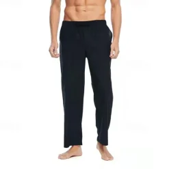 Discount OUKU Men's Linen Pants Trousers Summer Pants Beach Pants Pocket Drawstring Elastic Waist Plain Comfort Breathable Daily Holiday Vacation Hawaiian Boho Black White