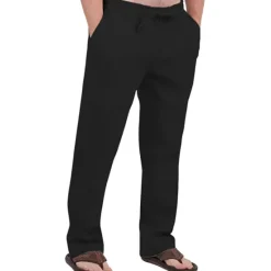 Hot OUKU Men's Linen Pants Trousers Summer Pants Drawstring Elastic Waist Front Pocket Plain Comfort Soft Casual Daily Cotton Blend Fashion Classic Gray Green White