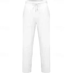 Online OUKU Men's Linen Pants Trousers Summer Pants Pocket Drawstring Elastic Waist Plain Comfort Breathable Vacation Daily Holiday Fashion Classic Style Black White Micro-elastic