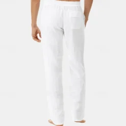 Online OUKU Men's Linen Pants Trousers Summer Pants Pocket Drawstring Elastic Waist Plain Comfort Breathable Vacation Daily Holiday Fashion Classic Style Black White Micro-elastic