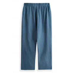 Online OUKU Men's Linen Pants Trousers Summer Pants Elastic Waist Straight Leg Solid Color Comfort Breathable Full Length Yoga Holiday Fashion Streetwear Blue Orange Inelastic