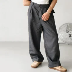 Outlet OUKU Men's Linen Pants Trousers Summer Pants Beach Pants Buttons Pocket Plain Comfort Breathable Vacation Daily Holiday Hawaiian Boho Black Khaki