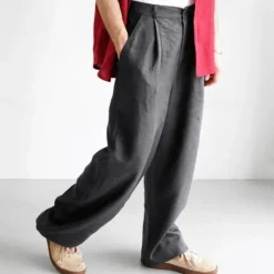 Outlet OUKU Men's Linen Pants Trousers Summer Pants Beach Pants Buttons Pocket Plain Comfort Breathable Vacation Daily Holiday Hawaiian Boho Black Khaki