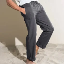 Best OUKU Men's Linen Pants Trousers Summer Pants Pocket Plain Comfort Breathable Outdoor Daily Going out Fashion Casual Black White