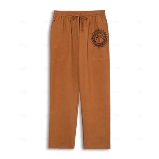 Discount OUKU Men's Linen Pants Trousers Summer Pants Beach Pants Print Straight Leg Graphic Sun Soft Outdoor Full Length Home Casual Daily Fashion Streetwear White Blue Micro-elastic