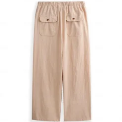 OUKU Men's Linen Pants Trousers Summer Pants Pocket Drawstring Plain Comfort Breathable Full Length Yoga Casual Daily Basic Straight Loose Fit Black White Micro-elastic