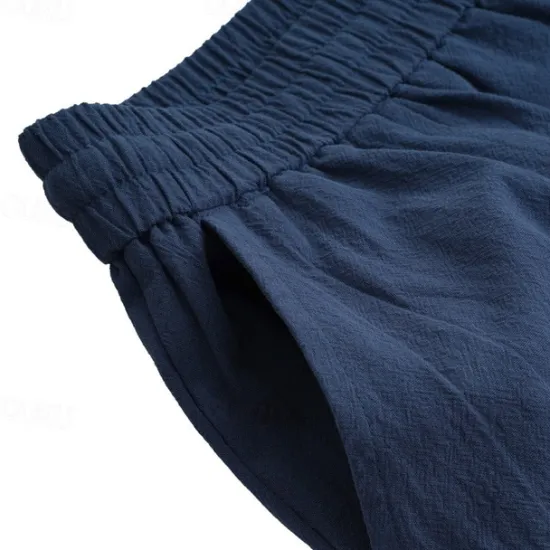 Clearance OUKU Men's Linen Pants Trousers Patchwork Drawstring Harem Solid Color Breathable Quick Dry Street Casual Athleisure Loose Fit Black Gray Micro-elastic / Winter / Cropped Pants / Moisture Wicking