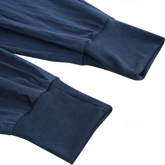 Clearance OUKU Men's Linen Pants Trousers Patchwork Drawstring Harem Solid Color Breathable Quick Dry Street Casual Athleisure Loose Fit Black Gray Micro-elastic / Winter / Cropped Pants / Moisture Wicking