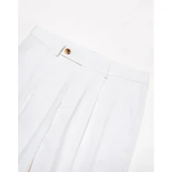 Online OUKU Men's Linen Pants Trousers Summer Pants Front Pocket Straight Leg Plain Comfort Breathable Casual Daily Holiday Fashion Basic Black White