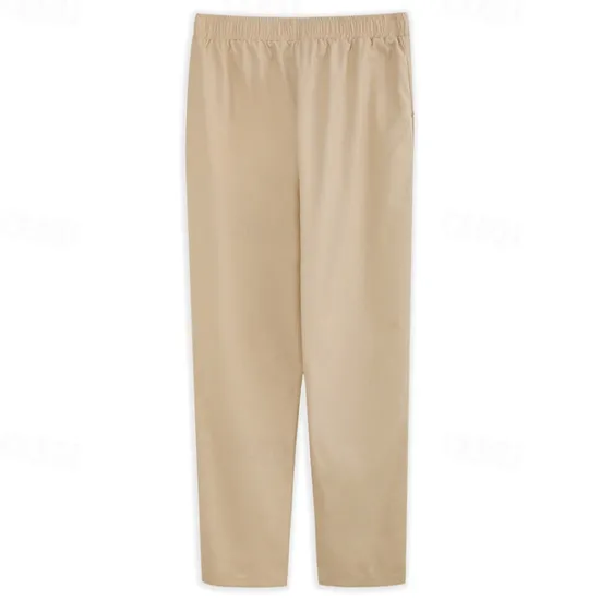 Clearance OUKU Men's Linen Pants Trousers Summer Pants Beach Pants Drawstring Elastic Waist Plain Comfort Breathable Outdoor Daily Going out Fashion Streetwear Black White