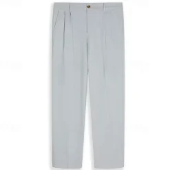 Clearance OUKU Men's Linen Pants Trousers Summer Pants Pleated Pants Dress Slacks Front Pocket Straight Leg Plain Comfort Breathable Business Casual Daily Fashion Basic Black White