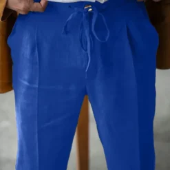 Hot OUKU Men's Linen Pants Trousers Summer Pants Beach Pants Plain Breathable Soft Casual Daily Holiday Fashion Streetwear White Navy Blue Inelastic