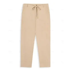 Hot OUKU Men's Linen Pants Trousers Summer Pants Beach Pants Plain Breathable Soft Casual Daily Holiday Fashion Streetwear White Navy Blue Inelastic