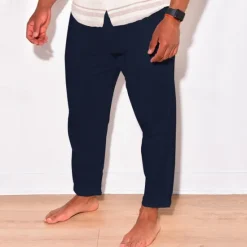 Discount OUKU Men's Linen Pants Trousers Summer Pants Beach Pants Pocket Drawstring Elastic Waist Plain Comfort Breathable Daily Holiday Vacation Hawaiian Boho Black White