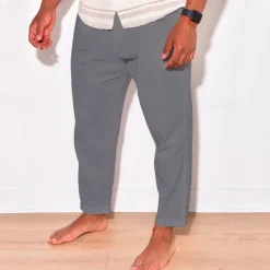 Discount OUKU Men's Linen Pants Trousers Summer Pants Beach Pants Pocket Drawstring Elastic Waist Plain Comfort Breathable Daily Holiday Vacation Hawaiian Boho Black White