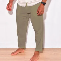 Discount OUKU Men's Linen Pants Trousers Summer Pants Beach Pants Pocket Drawstring Elastic Waist Plain Comfort Breathable Daily Holiday Vacation Hawaiian Boho Black White
