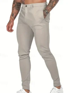 Best OUKU Men's Linen Pants Trousers Chinos Summer Pants Pocket Plain Comfort Breathable Vacation Daily Holiday Simple Casual Black Khaki