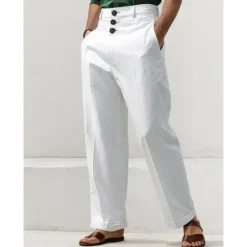 Clearance OUKU Men's Linen Pants Trousers Summer Pants Beach Pants Front Pocket Straight Leg Plain Comfort Breathable Casual Daily Holiday Fashion Basic Black White