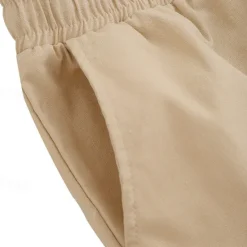 Online OUKU Men's Linen Pants Trousers Summer Pants Drawstring Elastic Waist Plain Comfort Breathable Daily Beach Fashion Simple Black White Micro-elastic