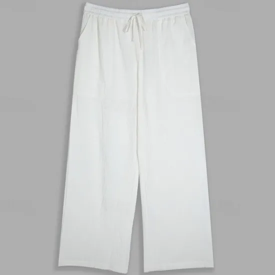 Sale OUKU Men's Linen Pants Trousers Summer Pants Beach Pants Drawstring Elastic Waist Straight Leg Plain Comfort Breathable Full Length Outdoor Daily Holiday Vacation Fashion Black White