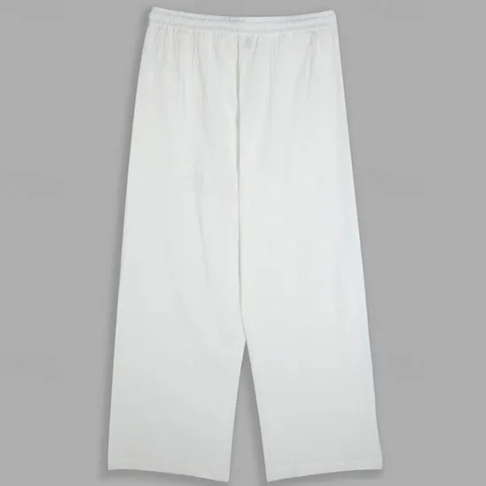 Sale OUKU Men's Linen Pants Trousers Summer Pants Beach Pants Drawstring Elastic Waist Straight Leg Plain Comfort Breathable Full Length Outdoor Daily Holiday Vacation Fashion Black White