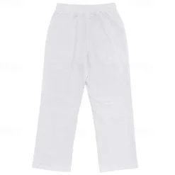 Discount OUKU Men's Linen Pants Trousers Summer Pants Beach Pants Gurkha Pants Buttons Drawstring Elastic Waist Plain Comfort Breathable Full Length Casual Daily Holiday Classic Style Retro Vintage Black White