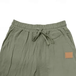 Clearance OUKU Men's Linen Pants Trousers Summer Pants Beach Pants Pocket Drawstring Elastic Waist Plain Comfort Breathable Full Length Casual Daily Holiday Fashion Classic Style Black White