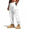 New OUKU Men's Linen Pants Trousers Summer Pants Beach Pants Pocket Drawstring Elastic Waist Plain Comfort Breathable Vacation Daily Holiday Hawaiian Boho Black White