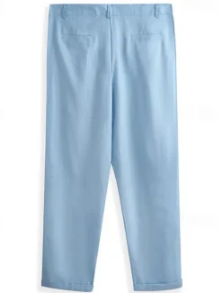 Clearance OUKU Men's Linen Pants Trousers Summer Pants Beach Pants Front Pocket Straight Leg Plain Comfort Breathable Casual Daily Holiday Fashion Basic Black White