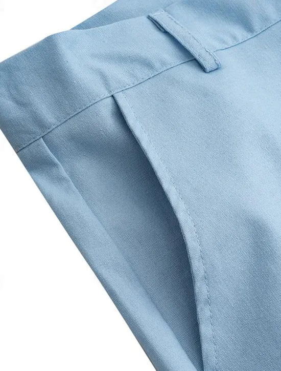 Clearance OUKU Men's Linen Pants Trousers Summer Pants Beach Pants Front Pocket Straight Leg Plain Comfort Breathable Casual Daily Holiday Fashion Basic Black White