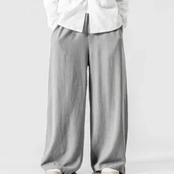 Clearance OUKU Men's Linen Pants Trousers Summer Pants Beach Pants Elastic Waist Wide Leg Flowy Plain Comfort Outdoor Daily Going out Hip-Hop Yoga White Yellow