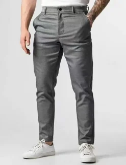 Best OUKU Men's Linen Pants Trousers Chinos Summer Pants Pocket Plain Comfort Breathable Vacation Daily Holiday Simple Casual Dark Brown Black