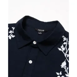 Hot OUKU Men's Linen Shirt Cotton Linen Shirt Long Sleeve Floral Turndown Spring & Fall Outdoor Causal Clothing Apparel Button Navy Blue