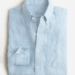 Outlet OUKU Men's Linen Shirt Summer Shirt Casual Shirt White Pink Sky Blue Long Sleeve Plain Tab Collar Spring & Summer Casual Daily Clothing Apparel