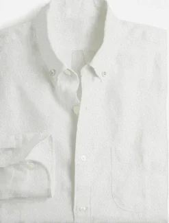 Best OUKU Men's Linen Shirt Summer Shirt Casual Shirt Plain Vacation Casual White Pink Sky Blue Brown Long Sleeve Tab Collar Spring & Summer Clothing Apparel