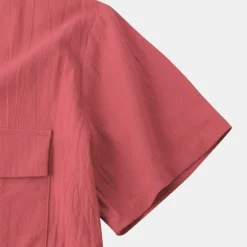 Clearance OUKU Men's Linen Shirt Turndown Summer Short Sleeve Light Pink White Light Green Plain Casual Holiday Clothing Apparel